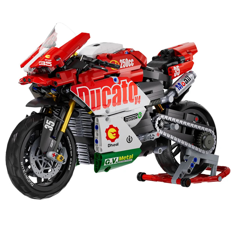 Famous V4 Super Motorcycle Building Blocks Set Model Tech Racing Kids Assembly