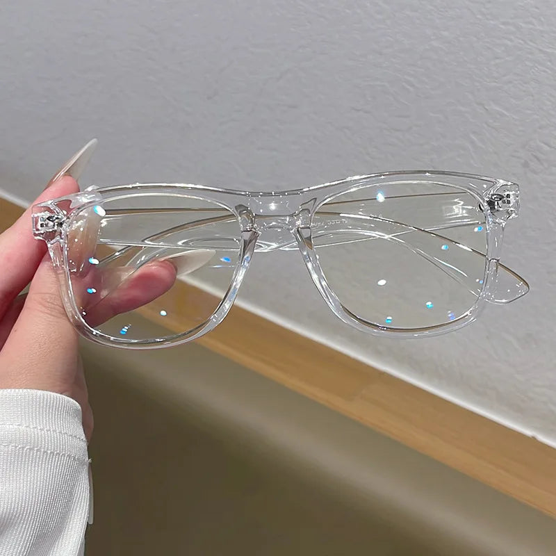 JNPCXI Vintage Real Photo Square Glasses Frame Women Fashion Clear Anti-Blu-Ray Lens Eyewear Men Optical Frame