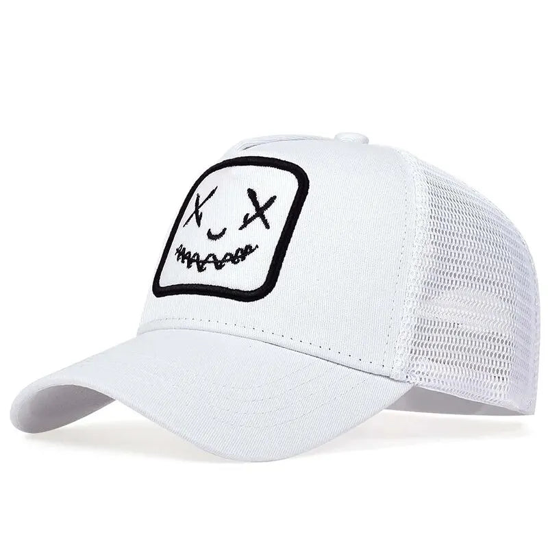 Unisex Ghost Face Embroidery Baseball Net Caps Outdoor Adjustable Casual Hats