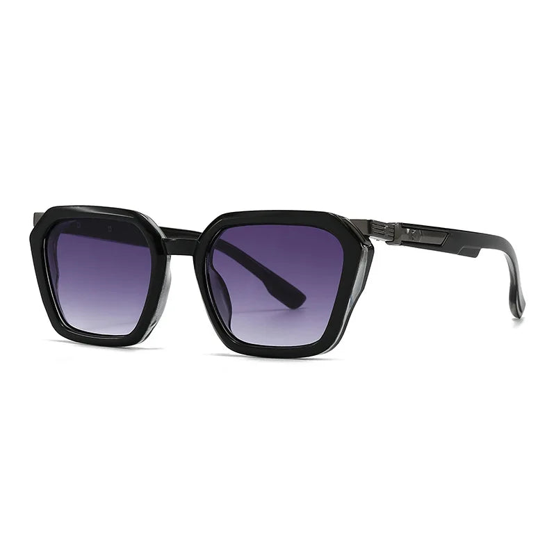 JNPCXI  New Square Women Luxury Sunglasses Retro Rivets Men Gray Pink Gradient Shades UV400 Sun Glasses