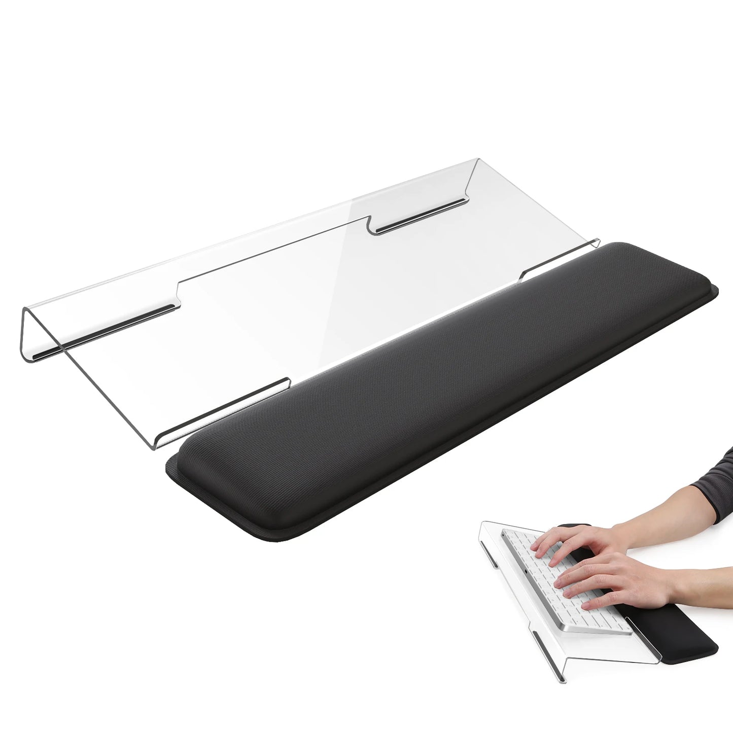 Computer Keyboard Wrist Rest Stand for Desktop, Acrylic Tilted Computer Keyboard Holder for Easy Ergonomic Typing
