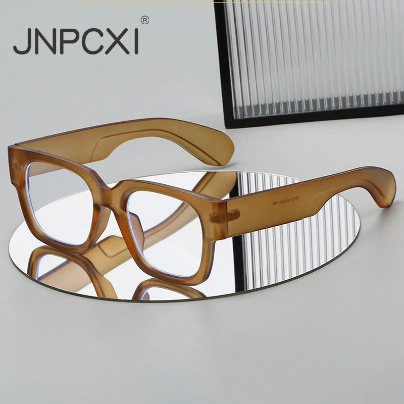 JNPCXI New Fashion Square Women Glasses Frame Clear Anti-Blu-Ray Eyewear Retro Men Optical Frame Computer Goggles