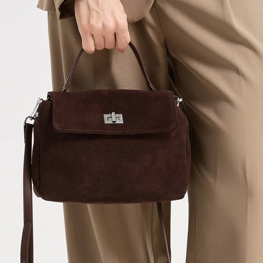2025 NEW Autumn winter women's Natural Suede leather Crossbody Bag luxury designer Genuine Leather commuting messenger bag