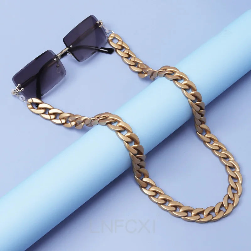 New Matte Retro Acrylic Glasses Chain Lanyards Gold Color Reading Glasses Hanging Neck Chains Sunglasses Chain Straps