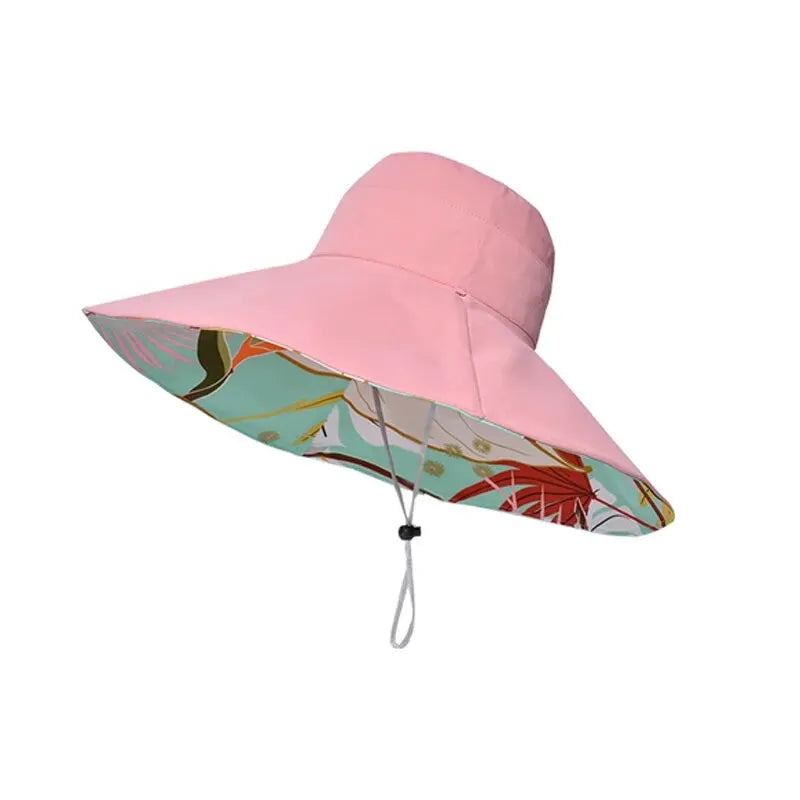Xinbaoguan 100%polyester8240Cross-border New WOMEN'S Double-sided Enlarged Brim Fisherman Hat Summer Sun Hat Fashionable Sun Hat