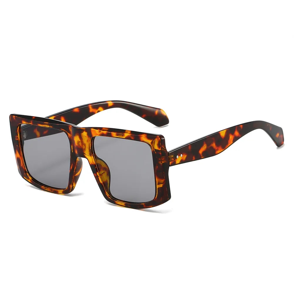 JNPCXI New Fashion Oversized Square Women Sunglasses Shades UV400 Retro Green Gradient Men Punk Sun Glasses