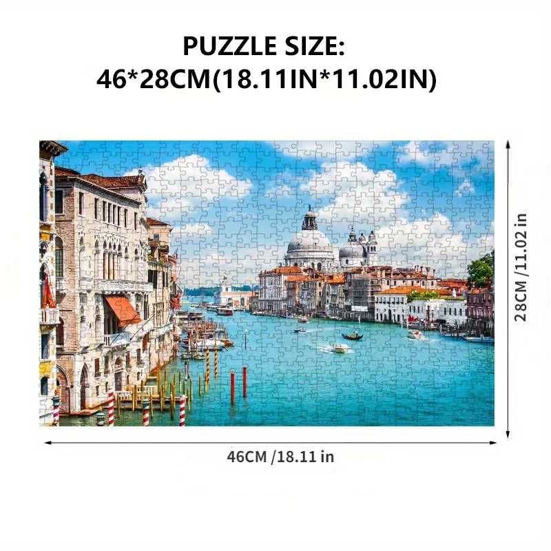 500 Pieces Jigsaw Puzzle for Adults Painting Santa Maria Canal Paper Puzzle Home Decor Wall Display Halloween Christmas Birthday