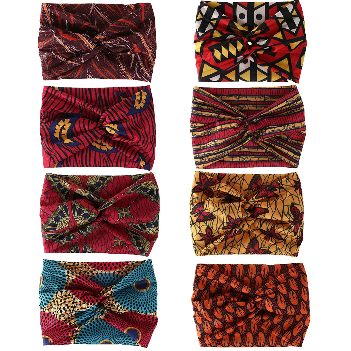 Widening high elasticity soft n skin friendly Bohemian African style printed front twisted headband