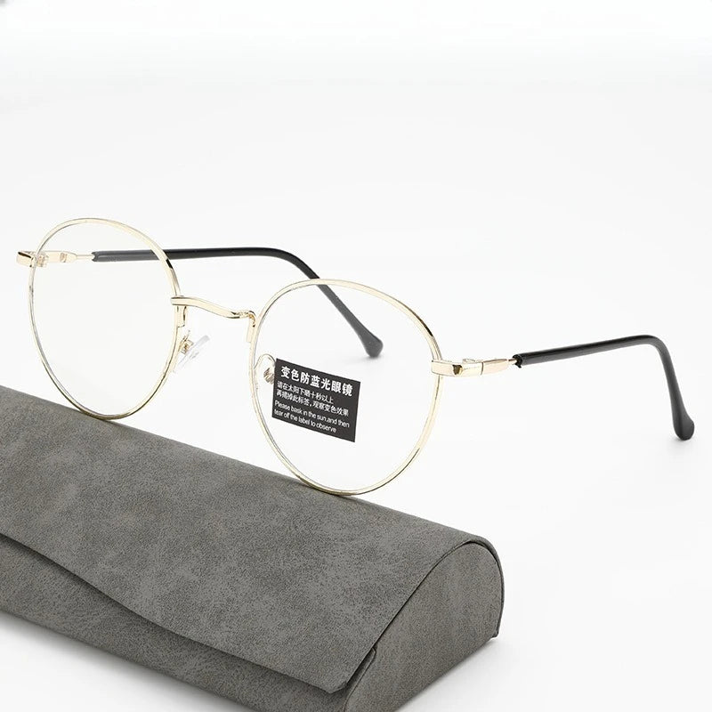 Retro anti blue light radiation gray glasses for men and women, Korean version, trendy photochromic glasses