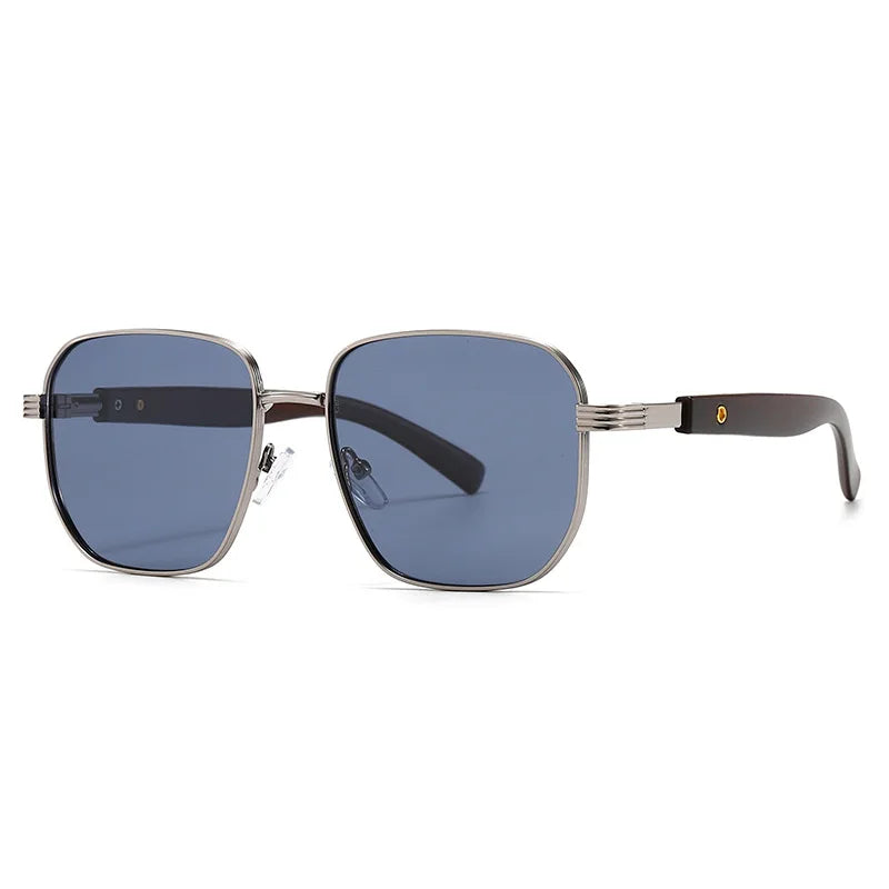 JNPCXI Polarized Fashion Square Sunglasses Men Retro Rivets Silver Blue Gradient Shades UV400 Women Sun Glasses