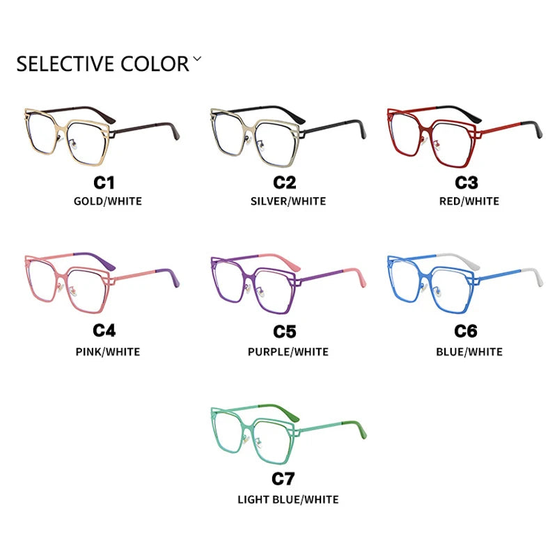 JNPCXI Square Hollow Oversized 2026 New Anti Blue Light Glasses Frame Women Fashion Trendy Eyewear