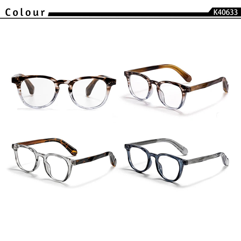CATERSIDE Fashion Men's Round Eyeglass Frame Brand Design Water Pattern Frame High-Quality Women's Daily Decorative Glasses