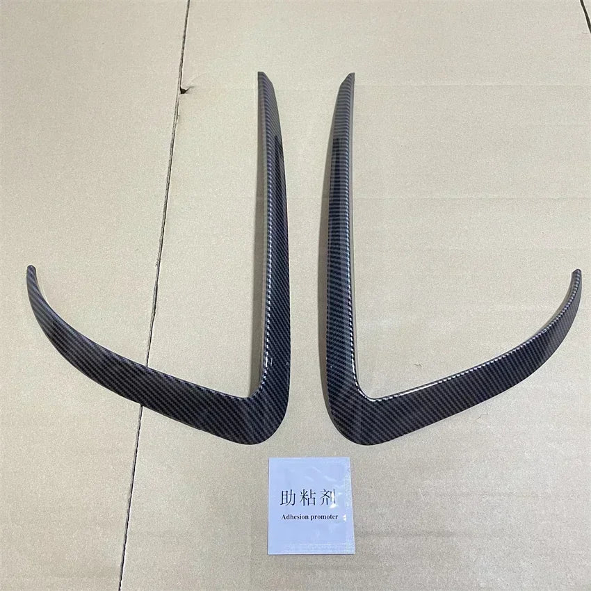 Front Bumper Cover Wind Knife For Tesla Model 3 2017-2023 ABS Glossy Black Fog Lamp Trim Carbon Look Blade Trim Light Eyebrow
