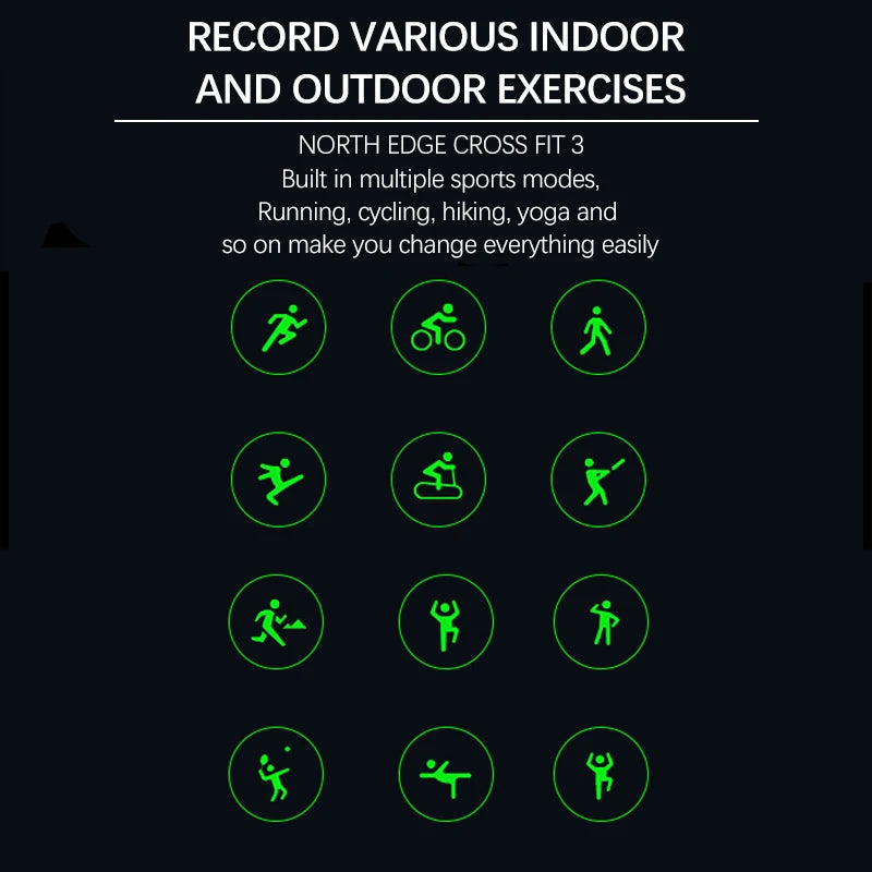 NORTH EDGE 2025 GPS Sport Watch 50M ATM Altimeter Barometer Compass Smartwatches