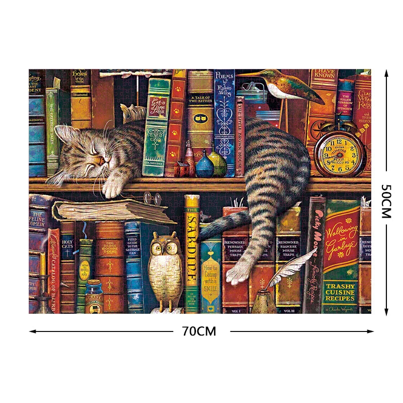 70*50cm Adult Puzzle 1000 Pieces Paper Jigsaw Puzzle The Tally Cat Famous Painting Series Learning Education Craft Toy Gifts
