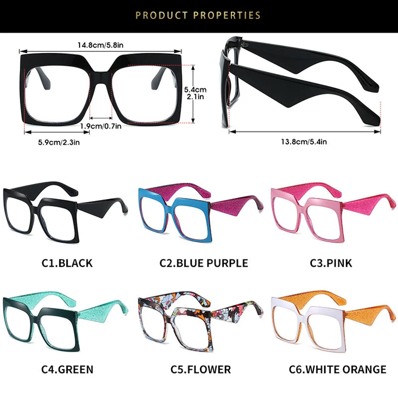 JNPCXI New Oversized Fashion Square Women Optical Glasses Frame Clear Eyewear Vintage Nail Eyeglasses Frame Men Computer Goggles