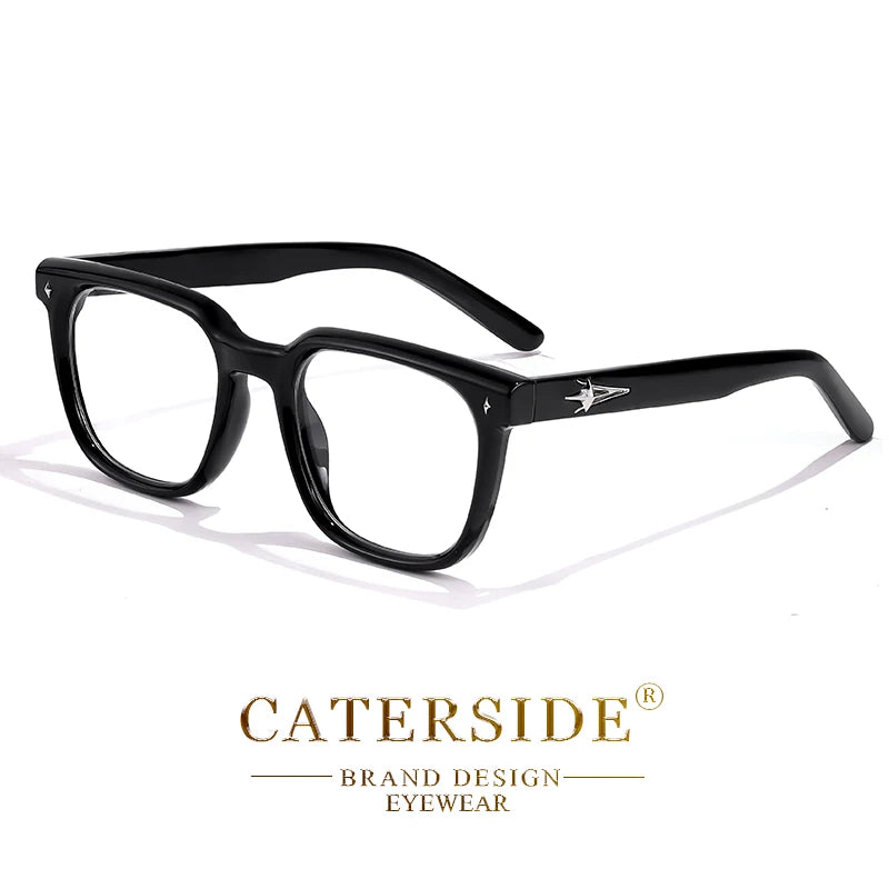 CATERSIDE Flat Light Glasses Men Brand Design TR90 Square Frames Eyewear Women Business Minimalist Fashion Transparent Lens