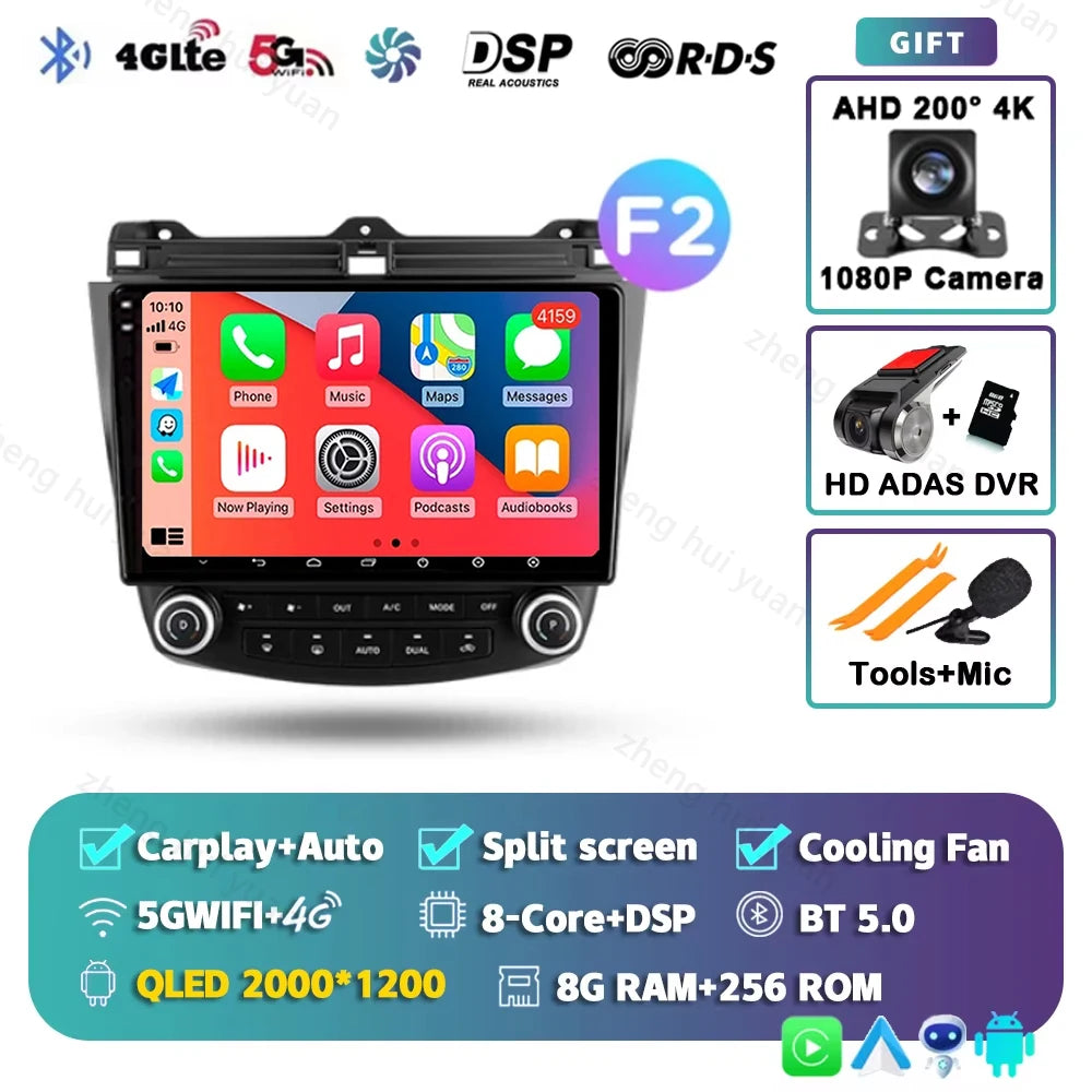 Android 14 For Honda Accord 7 2002 - 2008 CarPlay Auto 360 Camera Car Radio Multimedia Video Player GPS stereo Head Unit 4G WIFI