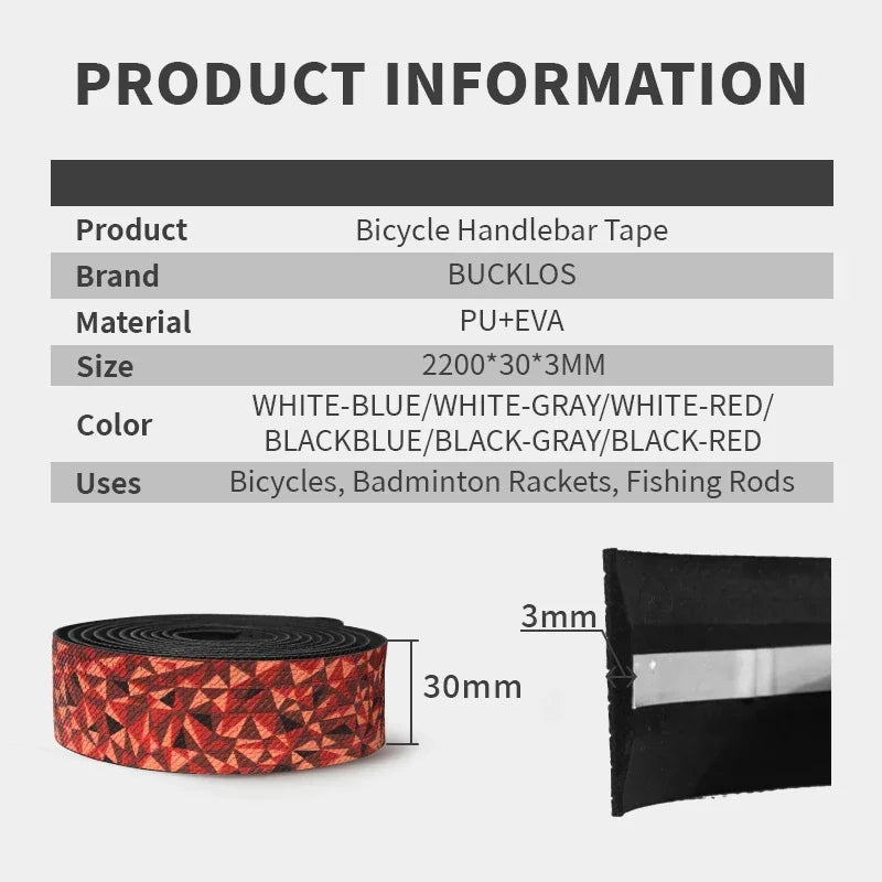 BUCKLOS Professional Handlebar Tape Gravel Road Bike Damping Wrap Belt Gradient Bicycle Non-slip Cycling Handle Bar Accessories