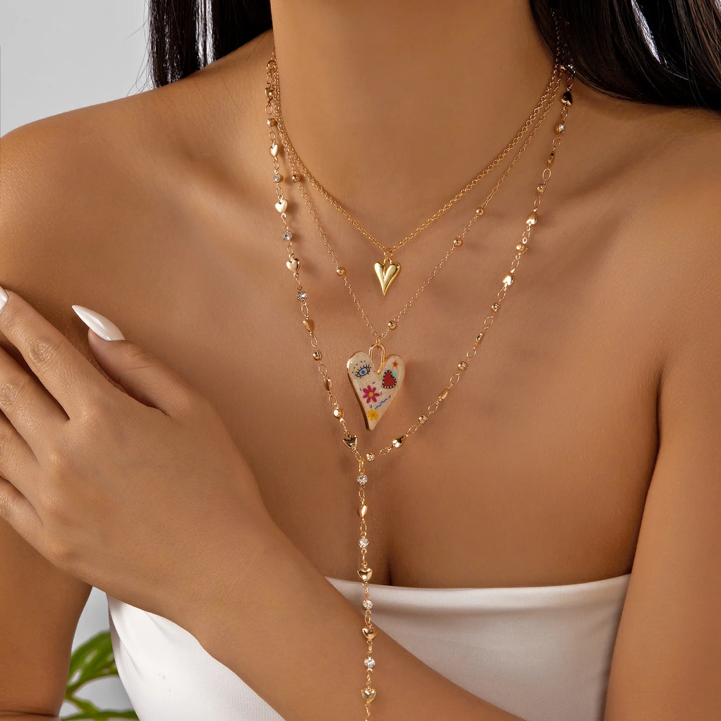 Bohemian Colorful Crystal Long Y-Shaped Necklace for Women Trendy Gold Color Multi-layer Tassel Chain Choker Party Jewelry Gifts