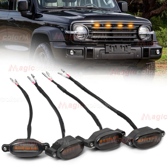 For GWM Tank 300 2021 2022 2023 2024 China Version LED Grill Light Front Grille Lights Amber Warning Daylights Car Accessories