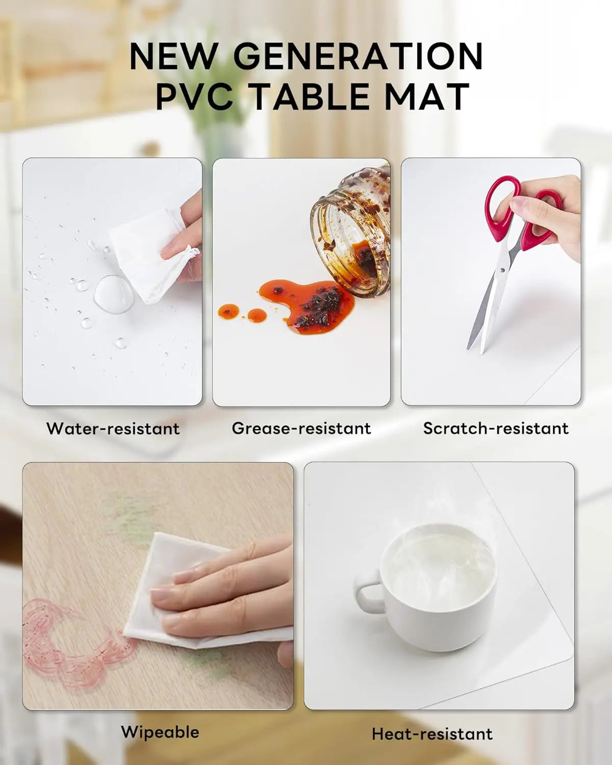 Clear Desk Mat - Multi-Functional Desk Pad, 24 x 14 inches - Durable Desk Protector with Anti-Slip Base, Transparent View