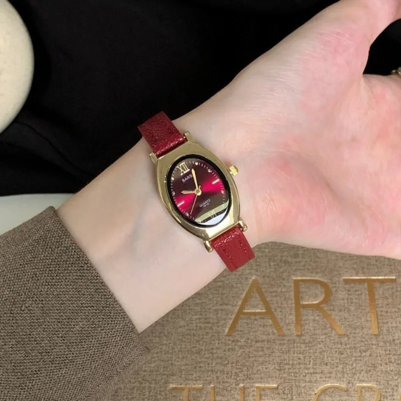 Hot Sale Luxury Women Small Oval Dial Watch Leather Strap Fashion Ladies Quartz Wristwatches Dropshipping Reloj Mujer Gifts
