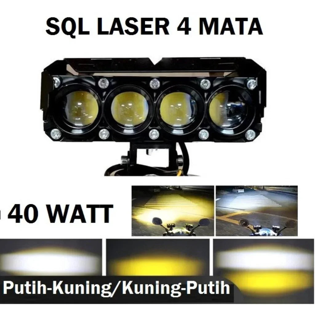 Motorcycle LED Spotlights, Headlights 3-eye Lens 2-color Light Shock-waterproof