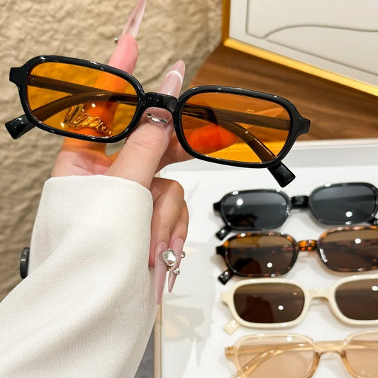 6PCS Women's Rectangular Frame Sunglasses Set with Simple and High Quality, Minimalist Style