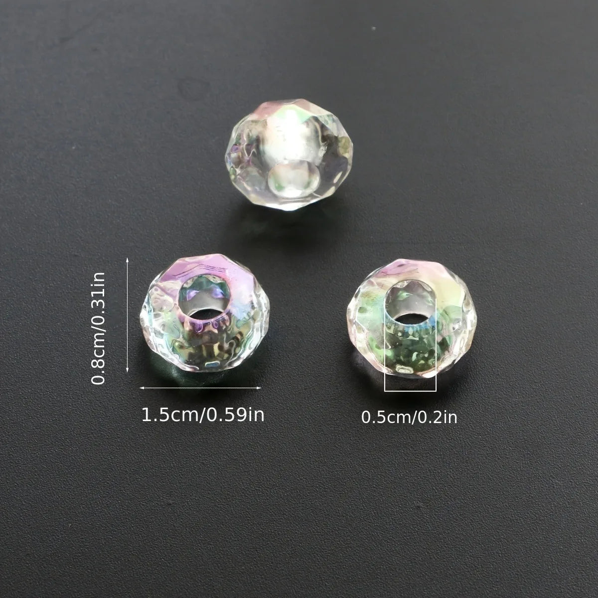 20pcs 15mm Faced Big Hole Wheel Transparent Beads for Jewelry Making DIY Necklace Bracelet Beaded Pen Accessories
