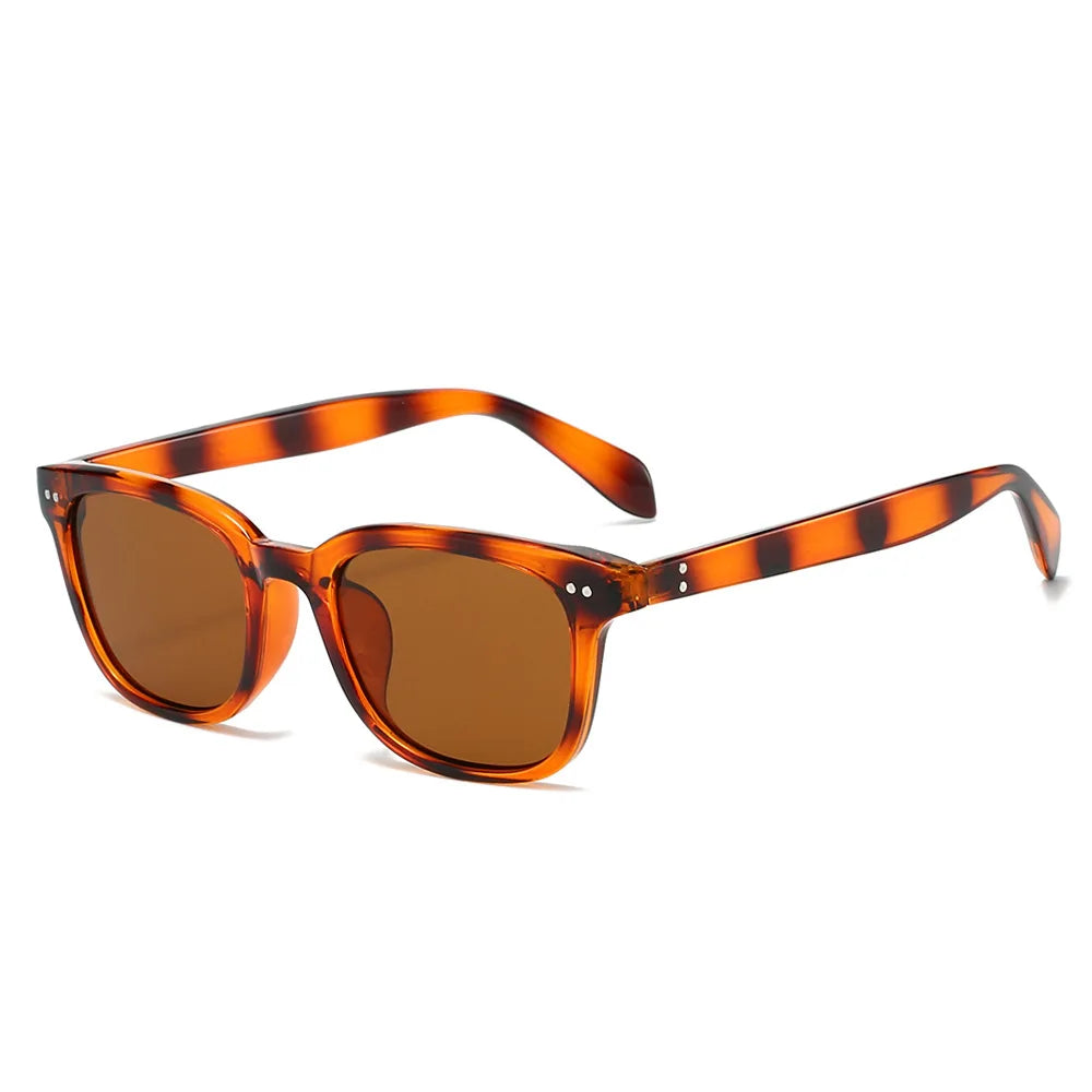 JNPCXI Fashion Square Rivets Men Sunglasses Shades UV400 Retro Women Jelly Color Sun Glasses