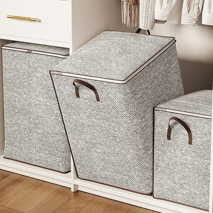 Non-woven Fabric Large Capacity Zipper Storage Bag, Suitable for Organizing and Storing Bedding, Clothes and Blankets