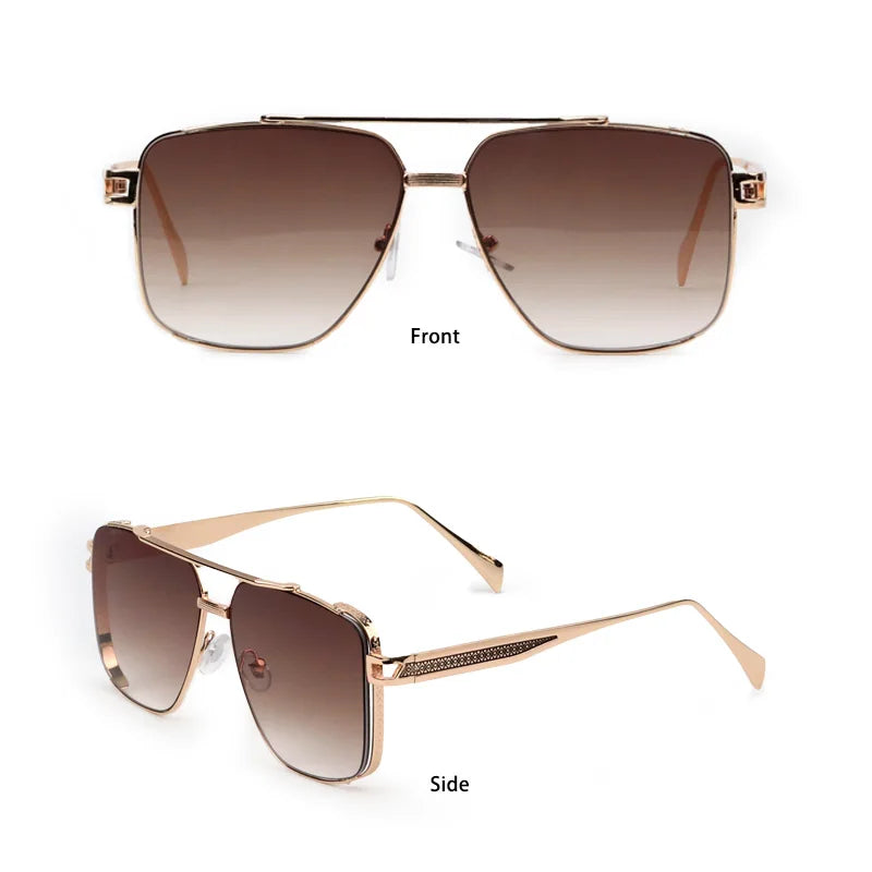 Caterside New Gradient Square Metal Frame Men's Sunglasses Fashion Vintage Women Sun Glasses UV400 Driving Fishing The Best Gift