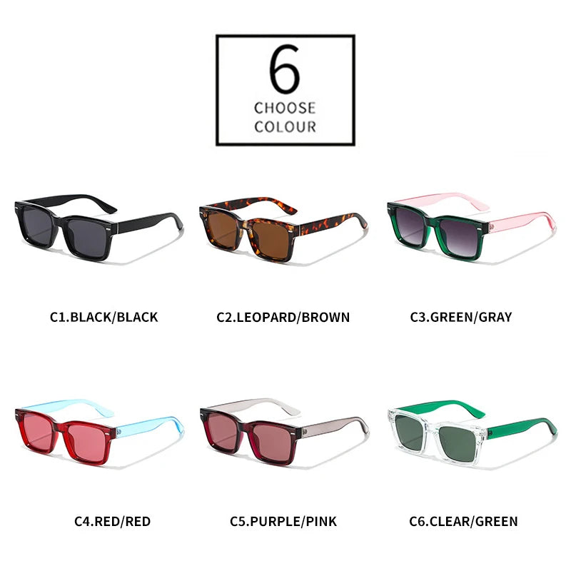 JNPCXI New Fashion Square Double Color Sunglasses Women Shades UV400 Retro Rivets Men Red Green Sun Glasses