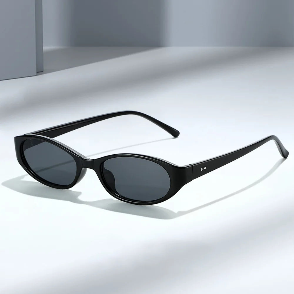 JNPCXI New Fashion Small Oval Punk Men Sunglasses UV400 Retro Rivets Women Cat Eye Leopard Sun Glasses