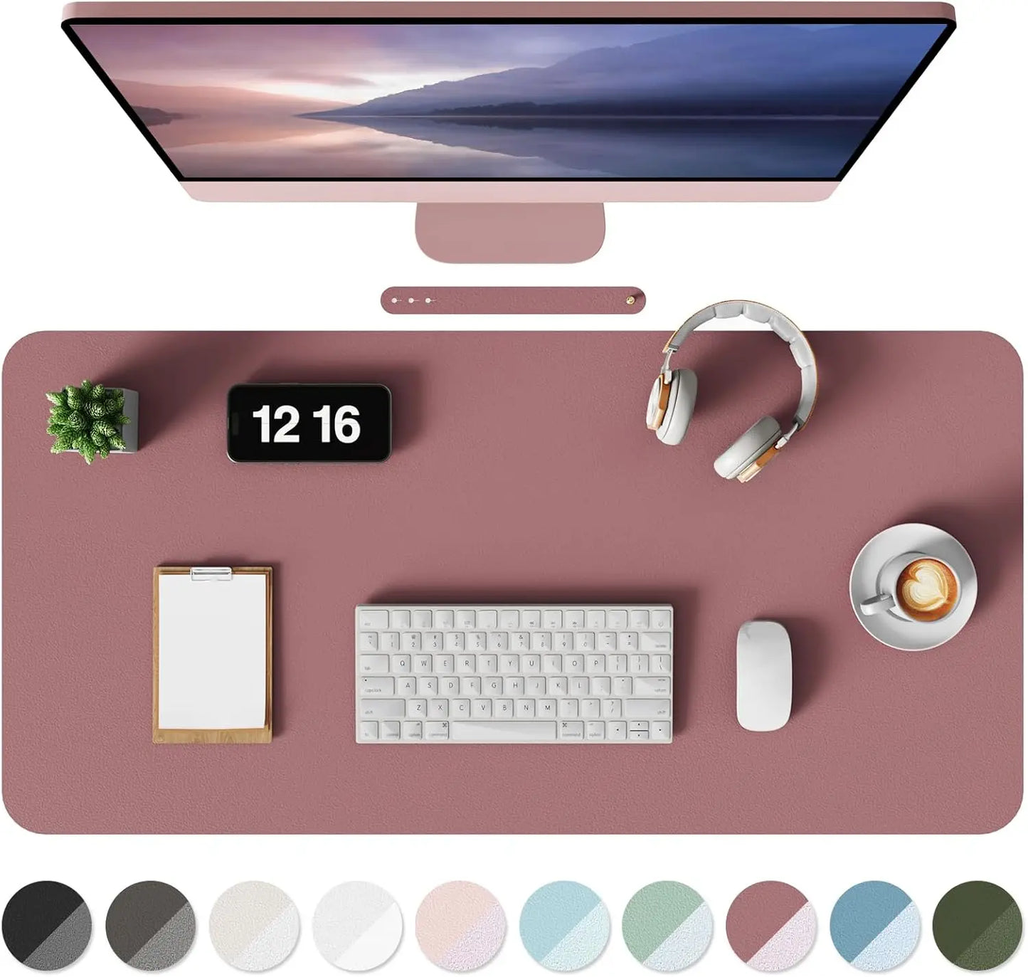 Non-Slip Desk Mat, Waterproof Desk Pad Table Protector, Large Mouse Pad Leather Writing Mat with Suede for Office /Home/Decor