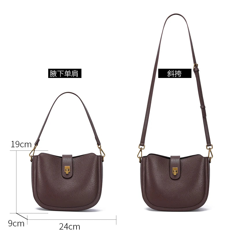 Woman Cowhide Genuine Leather Shoulder Bag Ladies OL Top grain Leather Handbag Female Fashion Luxury Design Crossbody Bags