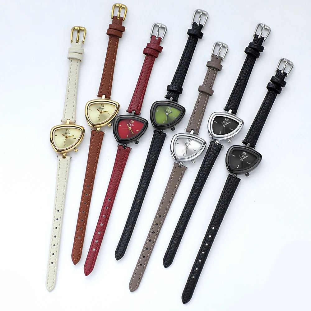 GEDI Quartz Ladies Watches Luxury Niche Small Vintage Watch Woman Leather Strap Wristwatches Fashion Casual Simple Watches Gifts