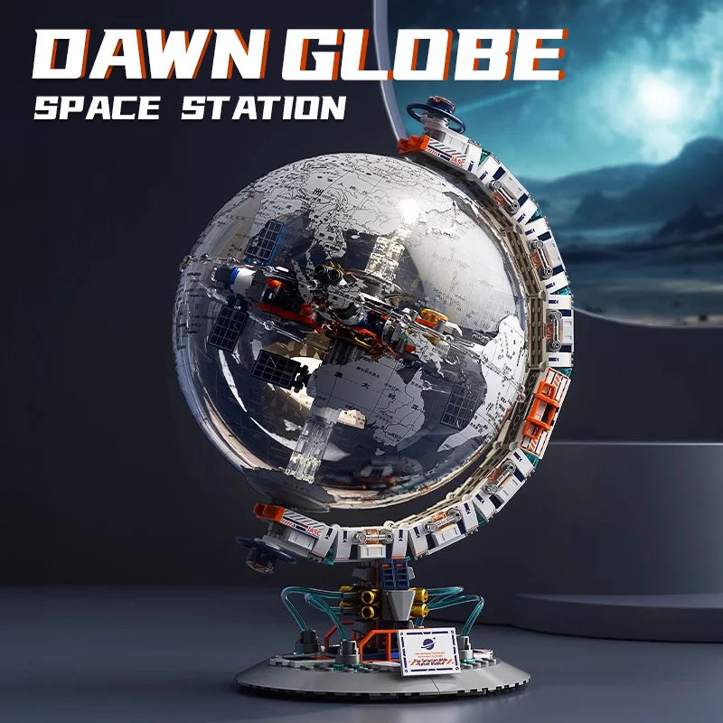 Space Station Transparent Globe Building Blocks High Tech Construction Bricks