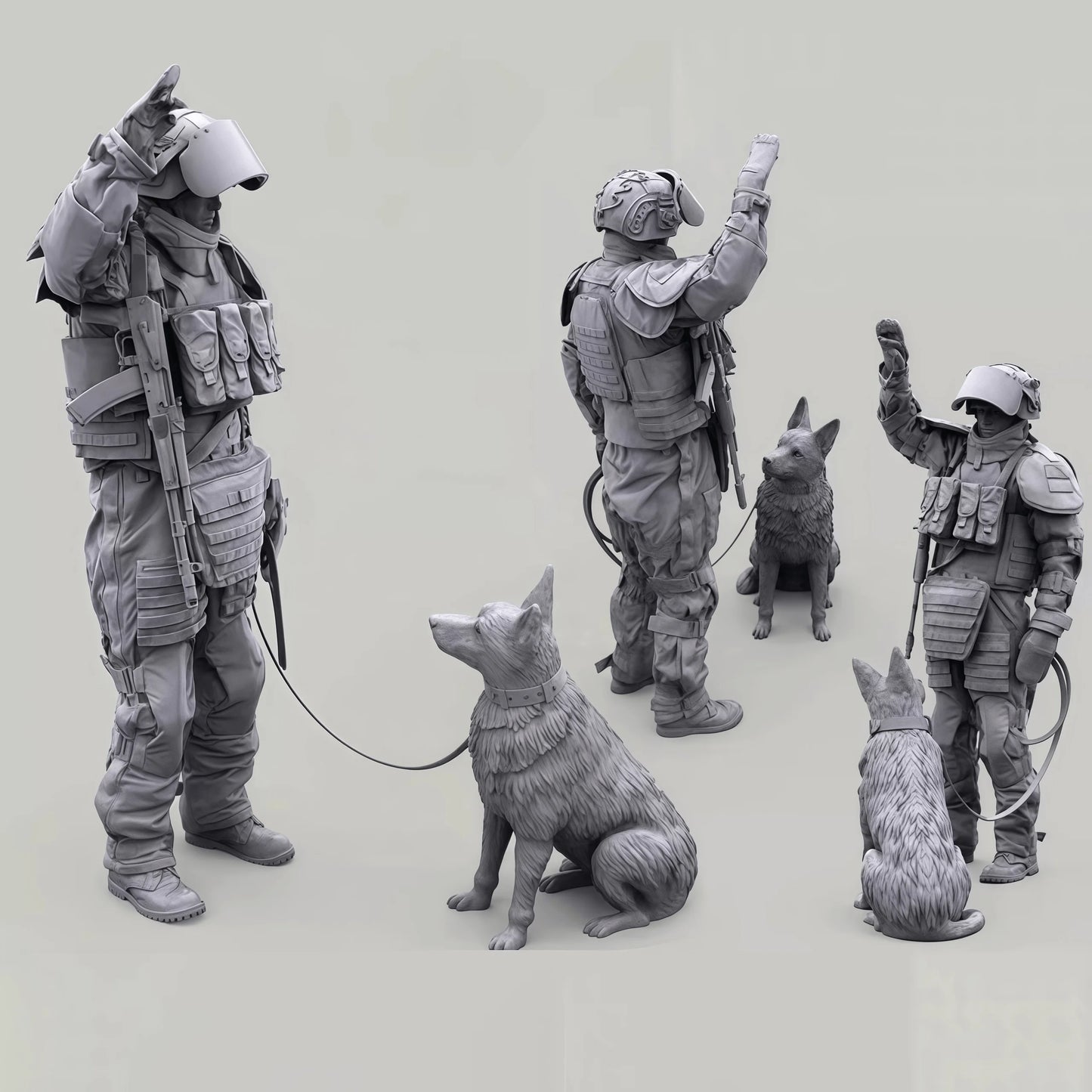 1/35 Casting Resin Model Assembly Kit, GK, Modern American Soldier and Wolf Dog Models, Unpainted