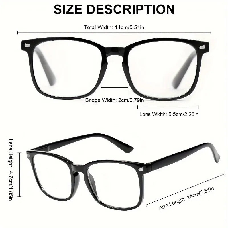 2 Pack Unisex Adult Reading Glasses Blue Light Blocking  Fashion Spring Hinge Eyewear for Men & Women