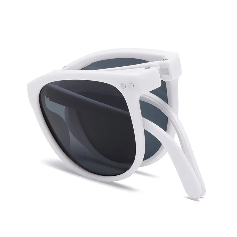 Korean Children Round Foldable Sunglasses  Fashion Sun Glasses Cute Boys Girls Colorful Shades with Case