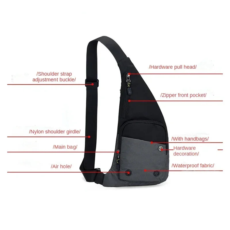 Men‘s New Trendy Casual Shoulder Bag Leisure Travel Sports Outdoor Pack Messenger Crossbody Sling Chest Bag Pack for Male Female