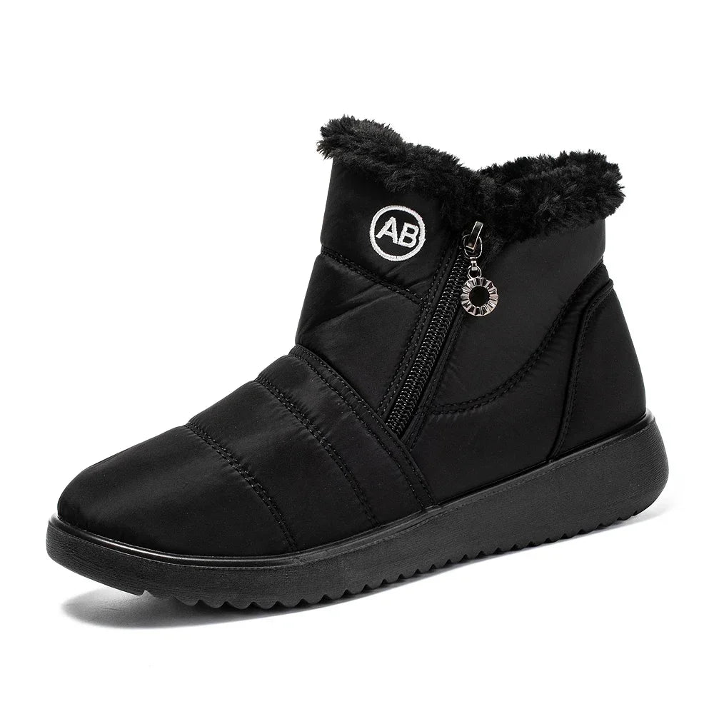 Warm Thick Plush Winter Ankle Boots for Women 2025 Zip Non Slip Waterproof Snow Boots Woman Soft Sole Cotton Shoes Plus Size 44