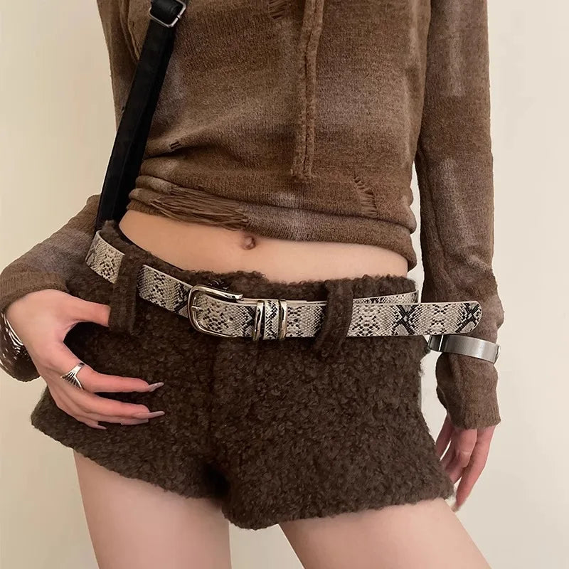 Fashion And Personality Belt Female Design Feeling Small Leopard Print Snake Skin Cool Cool N Spice Girl Style All-In-One Belt