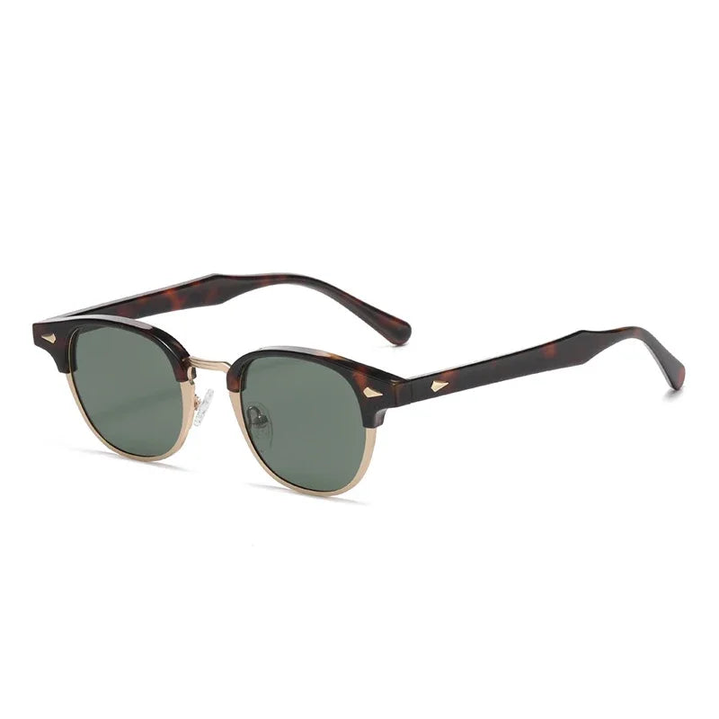 JNPCXI New Retro Classic Semi-Metal Oval Women Sunglasses Fashion Punk Men Rivets Shades UV400 Sun Glasses