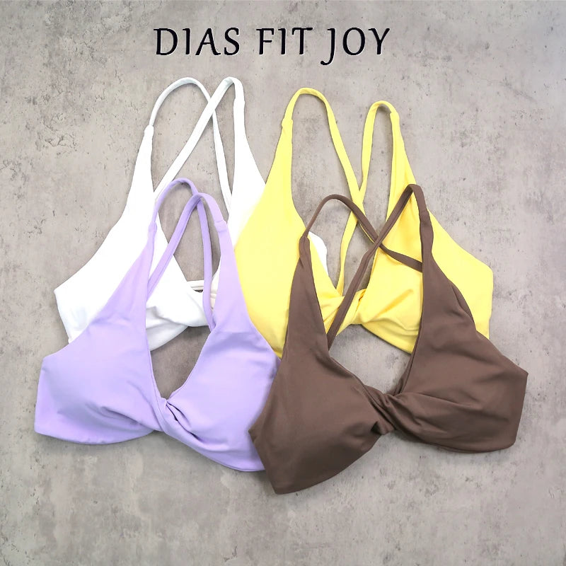 DIAS FIT JOY Women's  Workout Sports Bras Beauty back Cross Padded Low Impact Fitness Bra Yoga Top Cycling Fitness