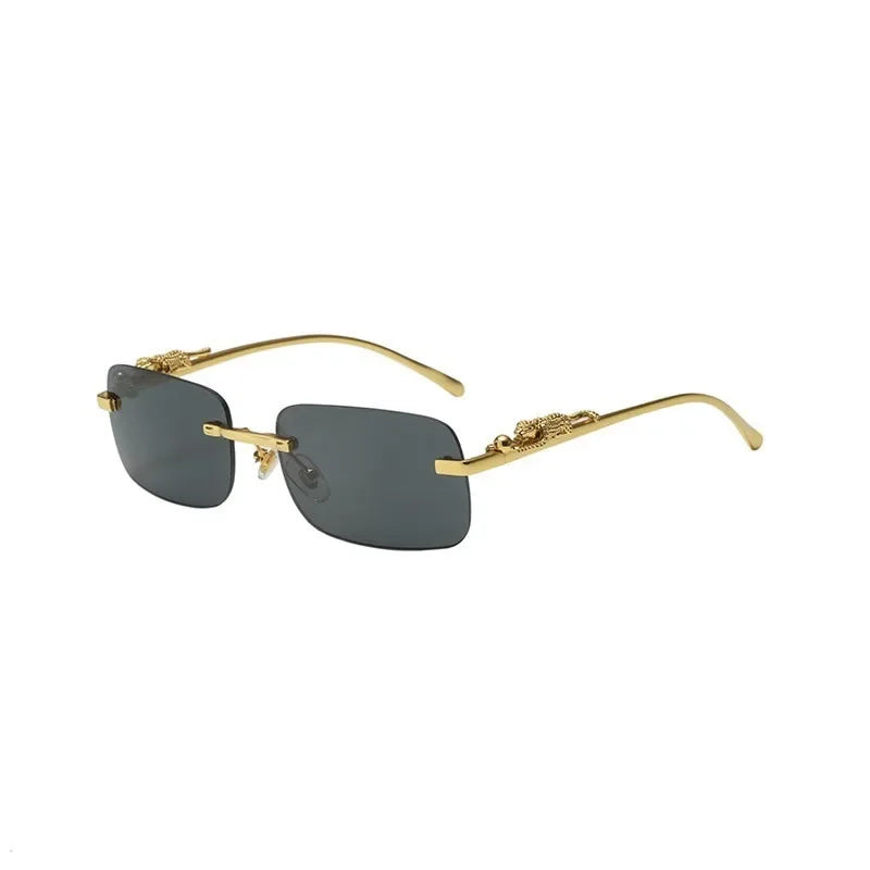 Korean Retro Square Rimless Sunglasses Seaside Cheetah Decoration Frameless Gradient Lens Eyeglasse Outdoor UV Protective Shades