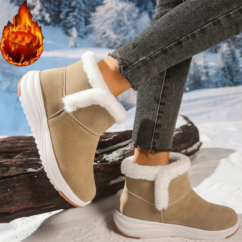 Winter Short Plush Warm Snow Boots Women Plus Size Platform Snow Boots Woman Fashion Faux Suede Non Slip Cotton Shoes Mujer