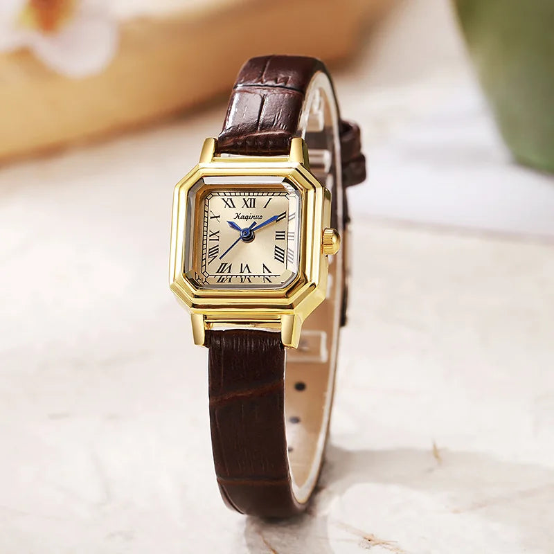 Top Brand Women's Gold Square Small Dial Quartz Watch Fashion Leather Strip Wristwatch Elegant Watches Gift Reloj Dropshipping